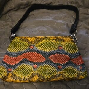 Vibrant Multicolor Snake Print Shoulder Bag
